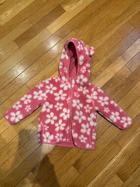 Pink Floral Sherpa Hoodie Jacket